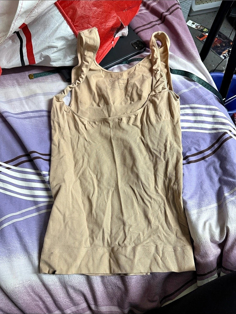 Slimpressions Ribbed Tank Top in Brown Size Medium